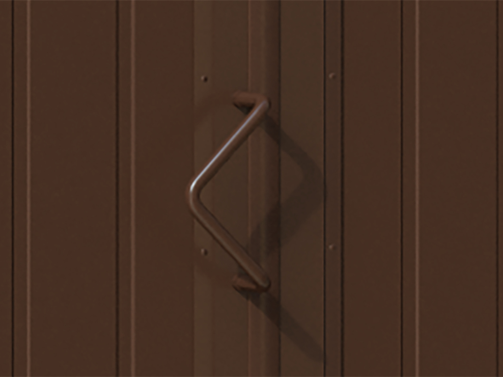 Ручка алюминиевая, соответствующая цвету окантовки.